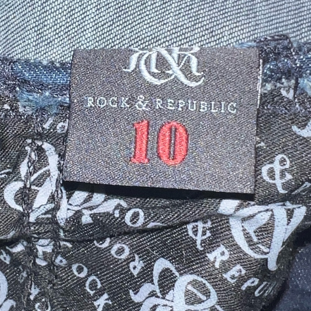 Rock & Republic Skinny Jeans Dark Wash Stretch Denim Zip Pocket Detail- Size 10 - Picture 5 of 5